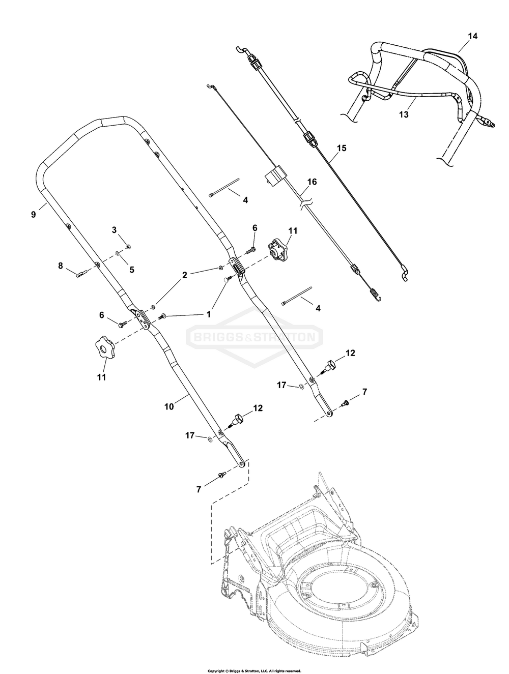 Handles Group B Diagram and Parts List for 2691602-01 (EQ300E)(2020) Briggs and Stratton Lawn Mower